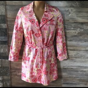 Apostrophe stretch floral trench coat sz L (14-16)